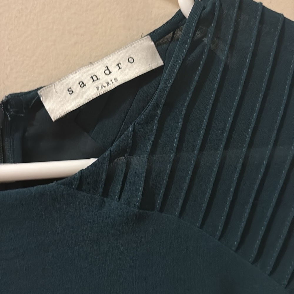 Sandro Paris emerald green Dress - size 2 - zip detail - cap sleeve. - Picture 2 of 7